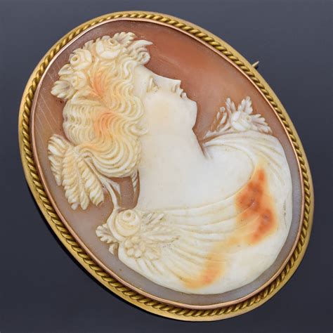 Antique 14k Yellow Gold Cameo Shell Large Oval Brooch Pin 114 Grams 4