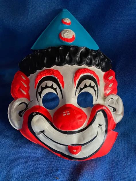 Vintage Halloween Clown Mask 1960 1970 Ben Cooper Collegeville Costume