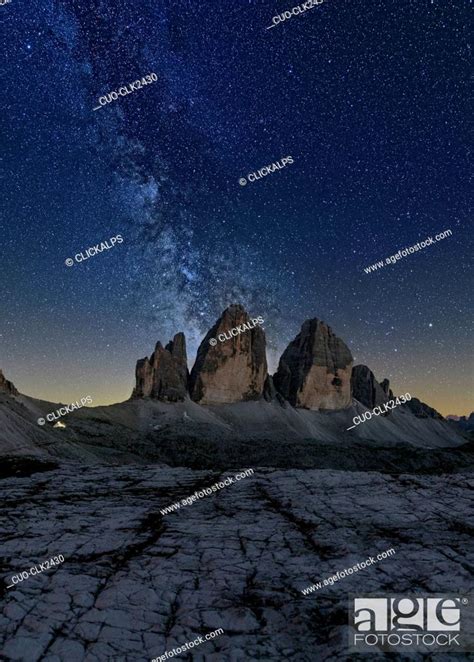 Milky Way At Tre Cime Di Lavaredo Drei Zinnen Three Peaks Of Lavaredo