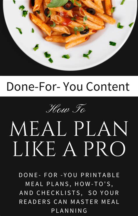 Meal Planning PLR Done For You Content Pack Press Send Content Meal