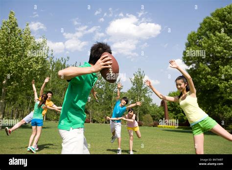 Group Of Friends Playing American Football Stock Photo Royalty Free