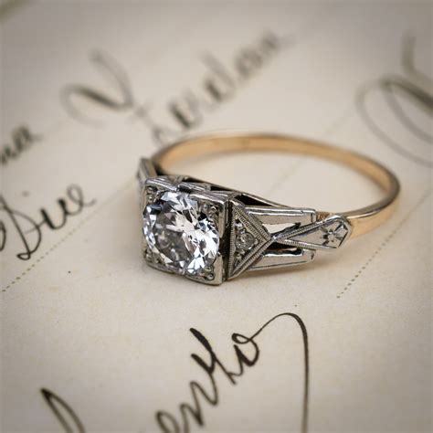 Stunning Vintage Geometric Art Deco Diamond Engagement Ring Fetheray