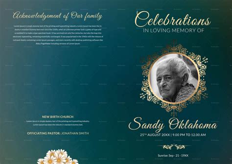 Obituary Funeral Booklet Template In Adobe Photoshop Microsoft Word