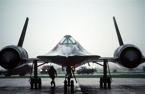 A Front View Of An Sr 71 Blackbird Aircraft Being Prepared For Takeoff