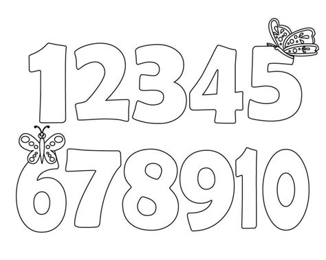 Números Del 1 Al 10 Y Mariposa Para Colorear Imprimir E Dibujar