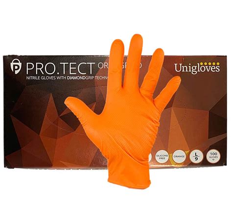 Nitrile Gloves Large With Diamond Grip In Orange Limited Stocks