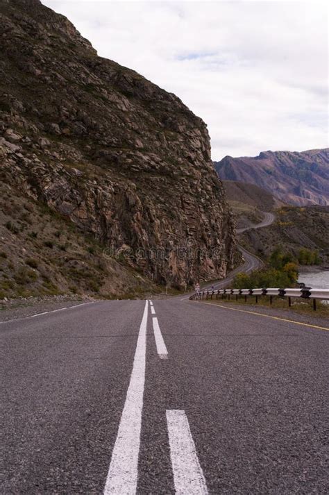 Side View Of Empty Highway In Mountain Range Stock Image Image Of