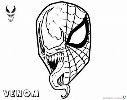 Venom Spiderman Coloring Pages Mask Printable Face