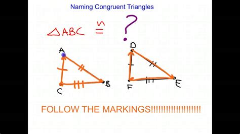 The various tests of congruence in a triangle are: naming congruent triangles - YouTube