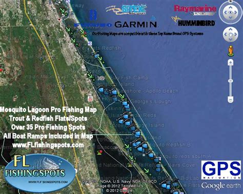 Mosquito Lagoon Fishing Map Florida Fishing Maps For Gps