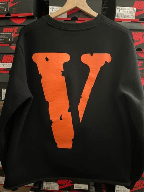 Vlone Vlone Friends Crewneck Sweatshirt Pull Over Black And Orange Grailed