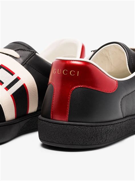 Gucci Leather Black New Ace Stripe Strap Sneakers For Men Lyst