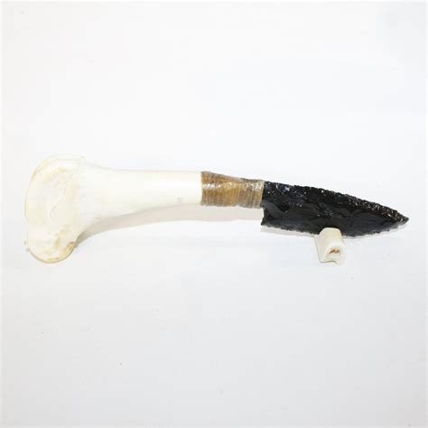 Deer Bone Handle Obsidian Blade Ornamental Knife 4116 Mountain Man Knife