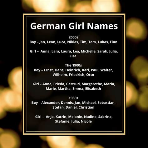Most Famous German Girl Names For Each 20s From 1900 German Names