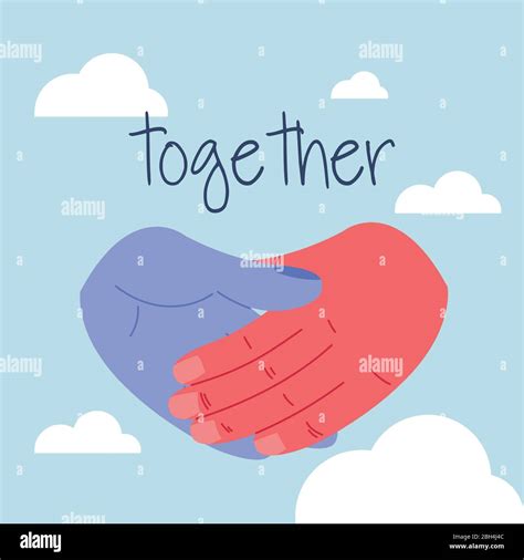 Human Hands Joined Fighting Together Vector Illustration Design Stock