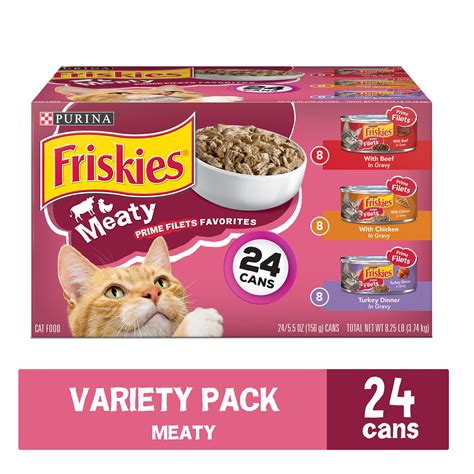 24 Pack Friskies Gravy Wet Cat Food Variety Pack Prime Filets Meaty