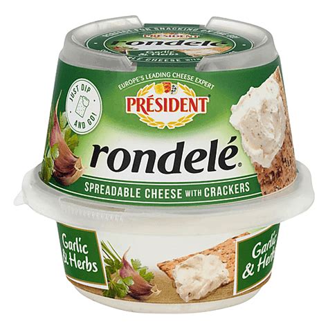President Rondele Spreadable Cheese With Crackers Garlic Herb Shop
