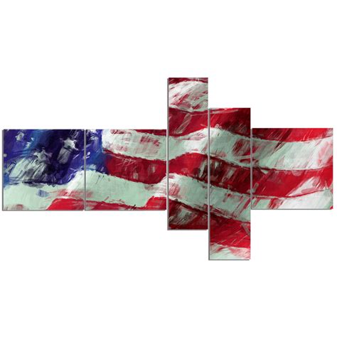 Designart Usa Flag Abstract Art Map And Flag Canvas Art 60 In Wide X