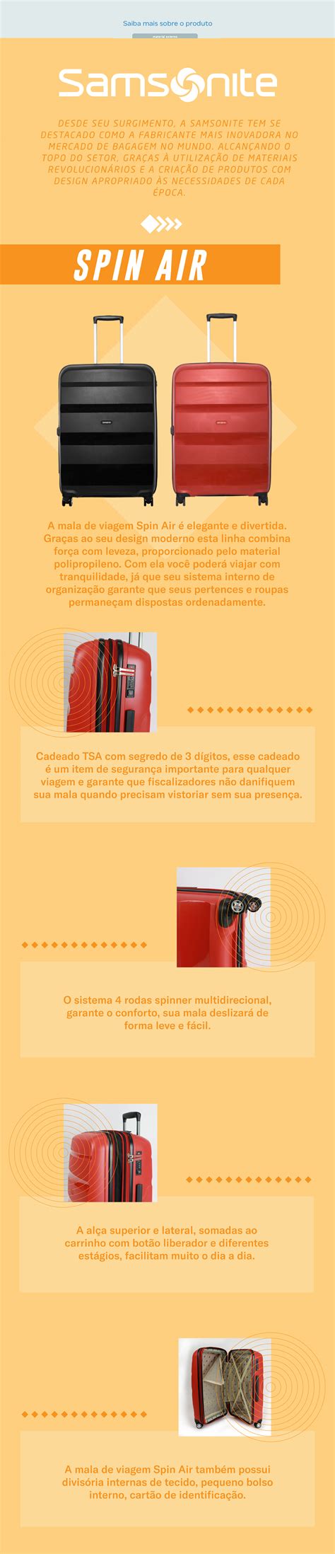 Mala De Viagem Samsonite Grande Expansiva Spin Air Malas Magazine