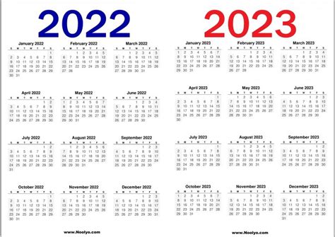 2022 And 2023 Calendar Printable Free