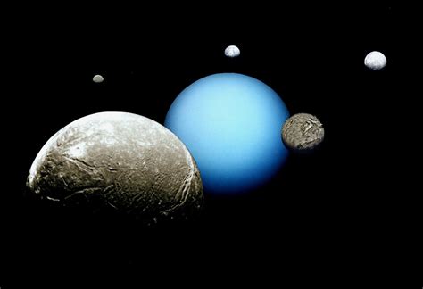Uranus has at least 27 moons identified to date. Uranus' moon Umbriel
