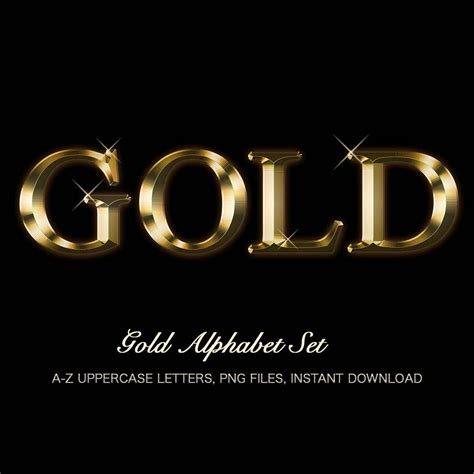 Gold Chrome Letters A Z Gold Chrome Alphabet Gold Chrome Png Gold