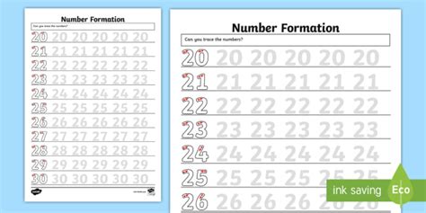 Numbers 20 To 30 Worksheets