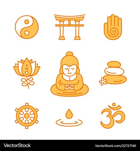 Buddhist Religious Sacred Symbols Royalty Free Vector Image