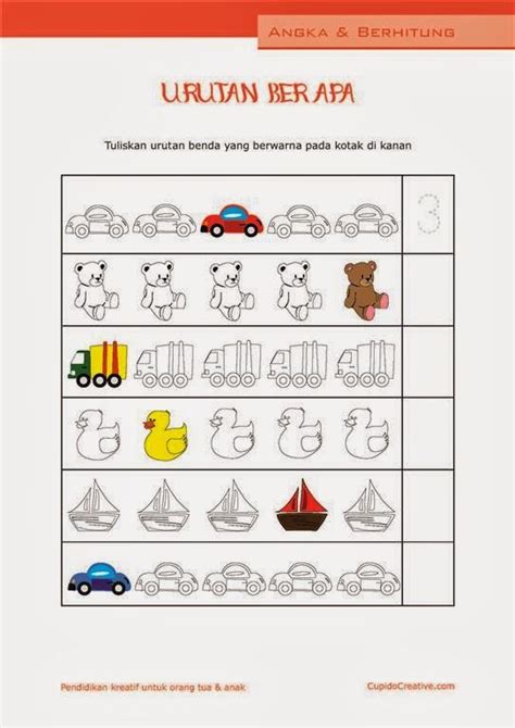 Soal untuk anak tk bahasa indonesia puji syukur pada allah swt. Belajar Anak - Urutan Benda - Cupido Creative | Belajar, Anak, Pendidikan