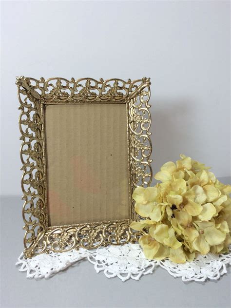 Gold Filigree Picture Frame Table Top 5 X 7 Gold Metal Frame Etsy