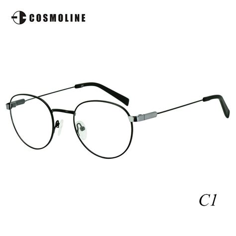 cosmoline retro round glasses frame with 0 degree lens metal alloy eyewear frames for women