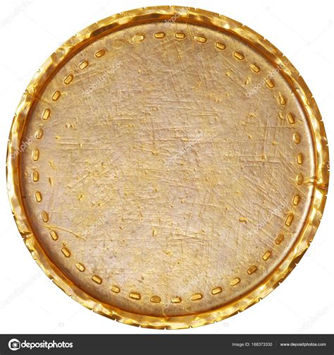 Empty Old Gold Coin With Scratches And Cracks 3d Rendering — Stock