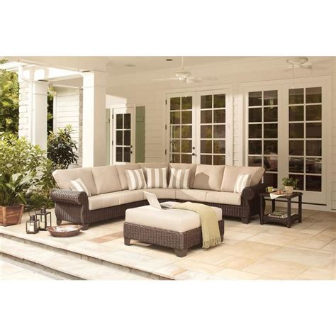We have options that'll work for families of various sizes. Hampton Bay Mill Valley 4-Piece Patio Sectional Set with ...