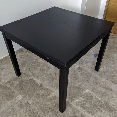 Extendable Black Dinning Table Ikea Bjursta Brown Black Furniture