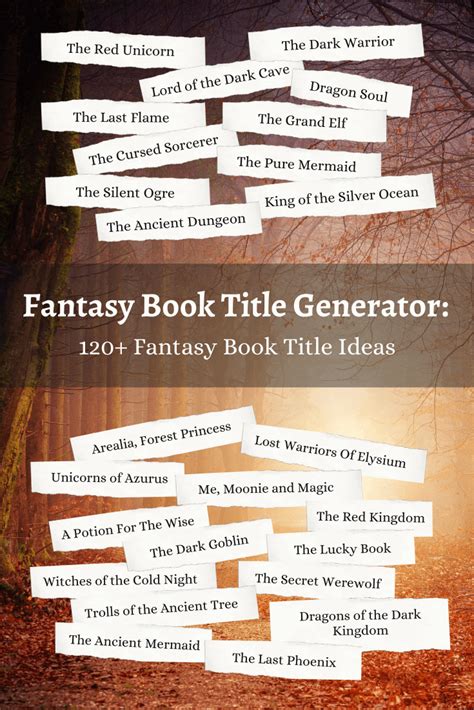 Fantasy Book Title Generator Book Title Ideas Imagine Forest Book Title Generator