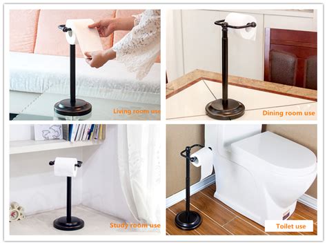 Stand up toilet paper holder. Bathroom Black Adjustable Floor Stand Alone Stainless ...