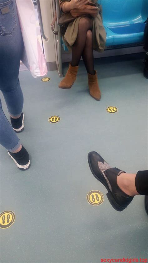 Crossed Legs In Black Pantyhose In A Subway Train Creepshot Sexy