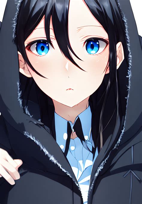 artstation close up black haired anime girl