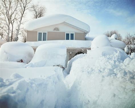 Snow Covered House From Blizzard Stock Photo Image 49554080