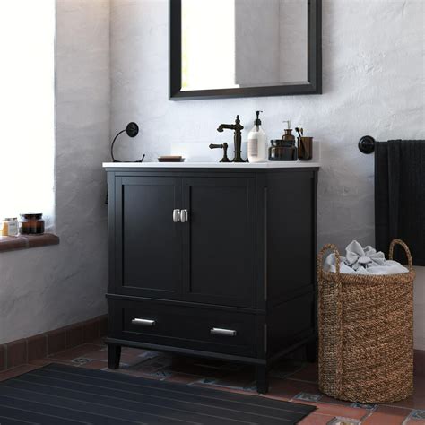 Dorel Living Otum 30 Inch Bathroom Vanity With Sink Black Wood