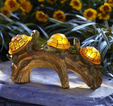 turtles   log solar powered outdoor led light fresh