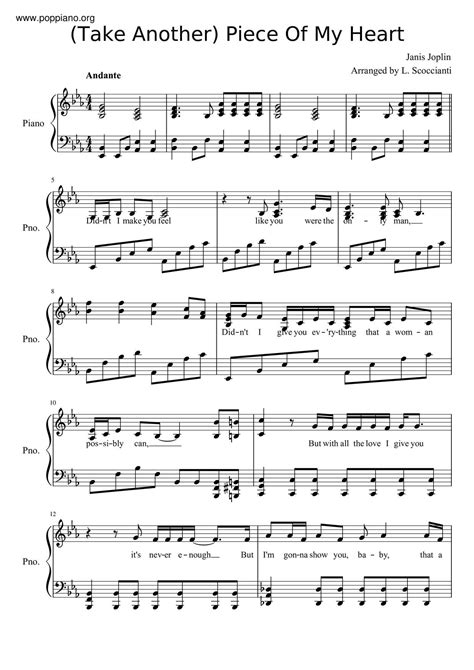 Janis Joplin-Piece Of My Heart Sheet Music pdf, - Free Score Download ★