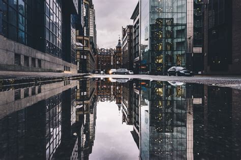 Urban Cityscape Reflection Car Building City Street Wallpapers Hd