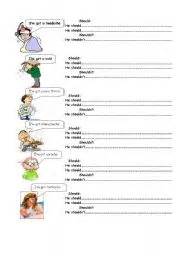 Click on any picture to listen to the pronunciation. English teaching worksheets: Should