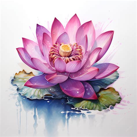 Premium Ai Image Watercolor Lotus Flower Painting Lotus Illustration