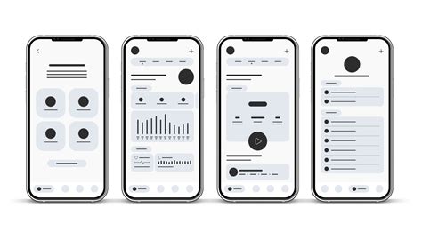 Set Of Ui Ux Wireframes With 3d Realistic Smartphones Gui Screens Any