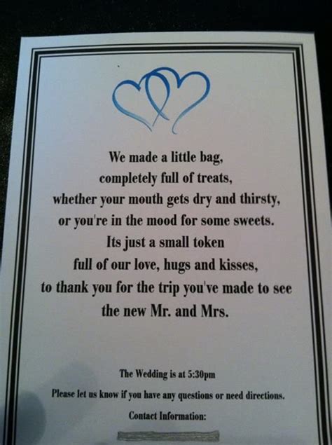Wedding Hotel Guest T Bag Poem Wedding Ideas