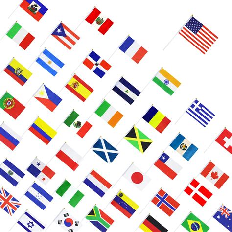 100 pack small mini international world country flags hand held flags 5x8 inch countries on