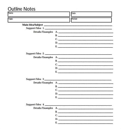 9 Outline Templates Word Excel Pdf Formats
