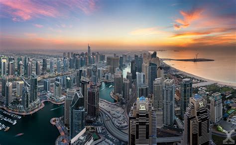 City Cityscape Dubai United Arab Emirates Skyscraper Sunset